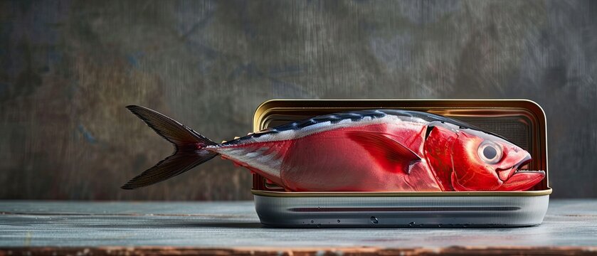 A conceptual image of a tuna can transformed into an art piece symbolizing the intersection of food culture and creativity