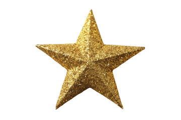 Golden glitter star isolated on transparent background