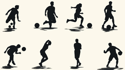 Collection of kickball silhouette vector 2d flat ca - obrazy, fototapety, plakaty