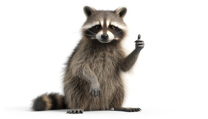 Jovial Raccoon Showing Approval Signs
 - obrazy, fototapety, plakaty