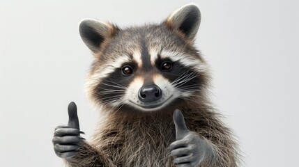 Clever Raccoon Gesture of Approval
 - obrazy, fototapety, plakaty
