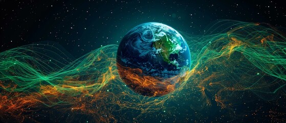 The earth depicted in vibrant sustainability with green - obrazy, fototapety, plakaty