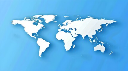 Fototapeta na wymiar Simple and Clean Illustration of World Map on Blue Background, Ideal for Educational and Marketing Material. Global Concepts Visually Represented. AI