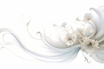 Soft, flowing scrolls with delicate details creating an ethereal composition, isolated on white solid background