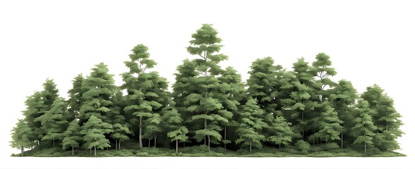 isolated forest on white background with clipping path 3d illustration rendering 