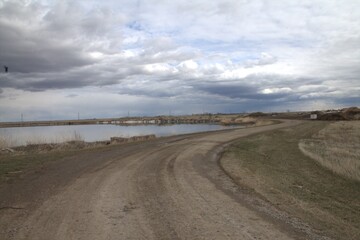 Road around a lagoon