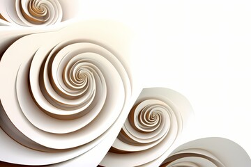 Scrolls in a spiral formation, evoking a sense of depth and continuity, isolated on white solid background
