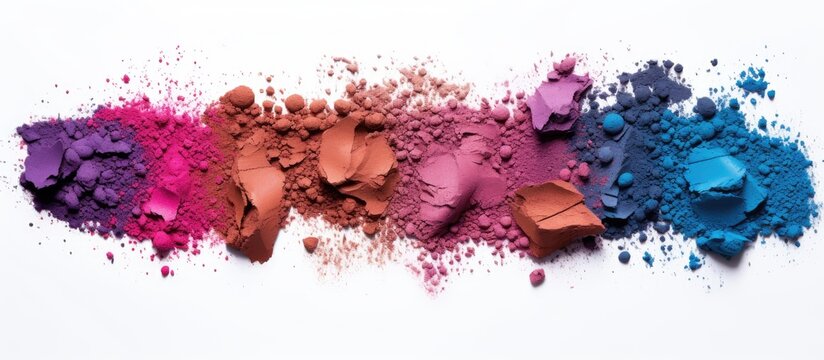 Different colored eyeshadows in a close-up view, showcasing a variety of vibrant shades for makeup enthusiasts