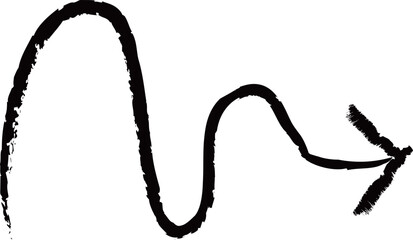 Doodle hand-drawn black  curved arrow pointing to the right - obrazy, fototapety, plakaty
