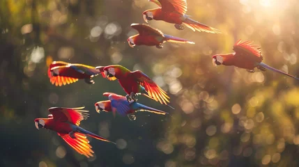 Fotobehang Australian parrots flying in the air © Ameer Images