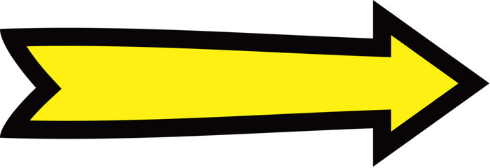 Yellow arrow with black outline pointing to the right