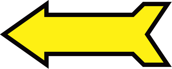 Yellow arrow with black outline pointing to the left