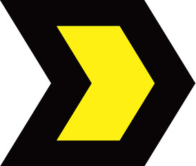 Media player button, yellow arrow with black outline pointing to the left"
