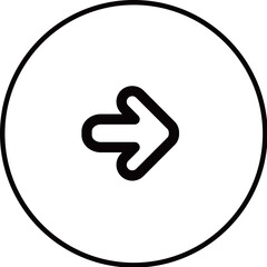 Black outlined arrow button icon in a black circle
