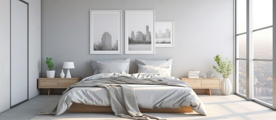 Cozy bedroom featuring a comfortable bed, nightstand, and a view from the window