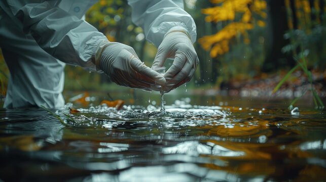 Scientists river water sampling for analyze environmental Impact and eco-study.