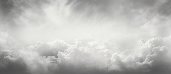 Flying high amidst billowing clouds, a plane traverses the black and white sky with elegance and power - Powered by Adobe