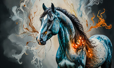 Majestic Horse Illustration: Serene Watercolor Masterpiece