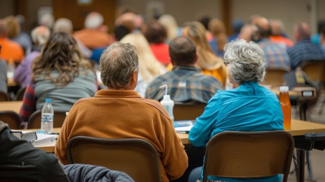A community meeting is being held in a small town to discuss the benefits of investing in rural development and biofuel production. The attendees are engaged and excited about the .