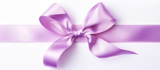 Close-up view of a purple ribbon elegantly tied in a bow