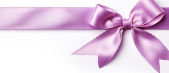 A purple ribbon with a bow displayed on a clean white background