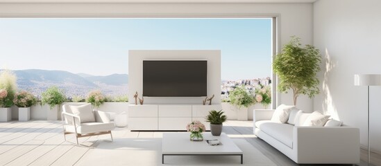 Modern living room featuring a sleek flat screen TV as the central focal point