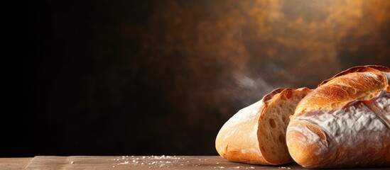 Bread loaf releasing smoke seen on a tabletop surface