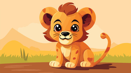 Obraz na płótnie Canvas Cute chibi lion vector playful safari animal logo j