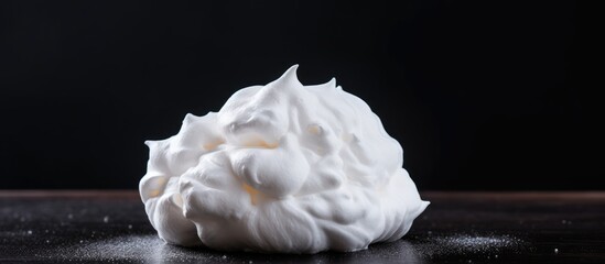 Smooth white frosting is seen spread on a flat surface, contrasting with a black background in the scene