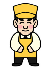 お辞儀するカフェ店員のイラスト素材