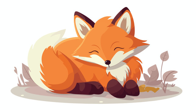 Cute fox isolated vector image 2d flat cartoon vact