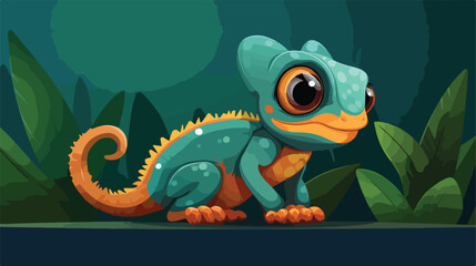 Cute happy chameleon lovely little animal character