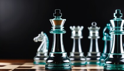 Glass Chess: A Creative Banner for Chess School or Business Success Concept