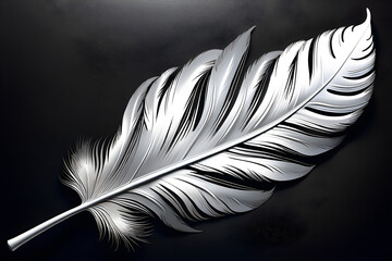White Plumes on Black Elegance in Contrast, Ethereal White Plumage Beauty in Darkness, Pure White Feathers Radiance on Ebony, Enigmatic Charm White Feathers Amidst Darkness(Generative AI)