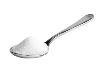 Spoon of sugar isolated on white background