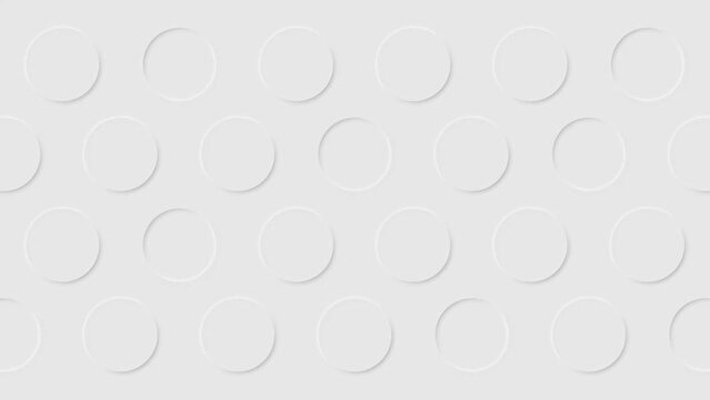 Horizontal 4K abstract background video in neomorphism style. Fashion loop animation of paper cutting. Light white round button is pressed and protrudes. Minimalistic panel. Wallpaper. Screensaver - Powered by Adobe