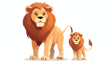 Obraz na płótnie Canvas Cute male lion and lioness simple isolated vector d