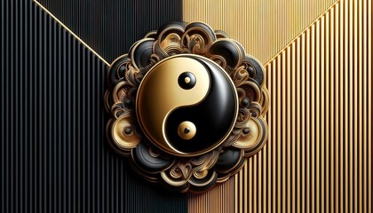 Yin Yang Symbol Artistic Golden Embellishment