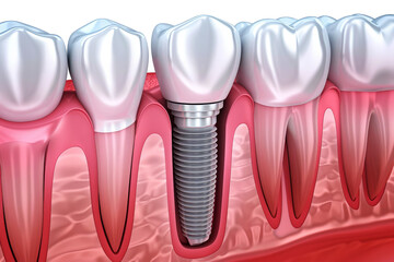 Dental Implant Procedure Implant Supported Teeth. Generative AI