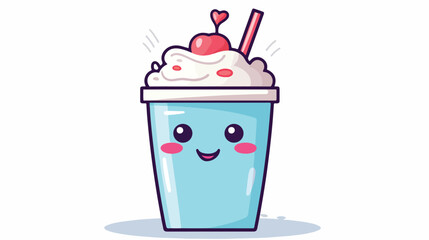 Cute milkshake mascot with an optimistic face  cute - obrazy, fototapety, plakaty