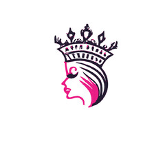 Beautiful Queen With Crown Logo