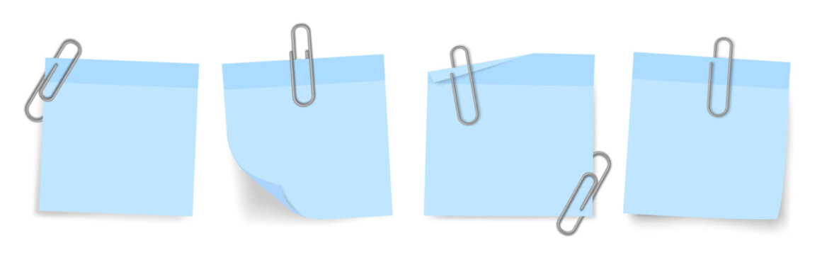 blue rectangular display post its clips