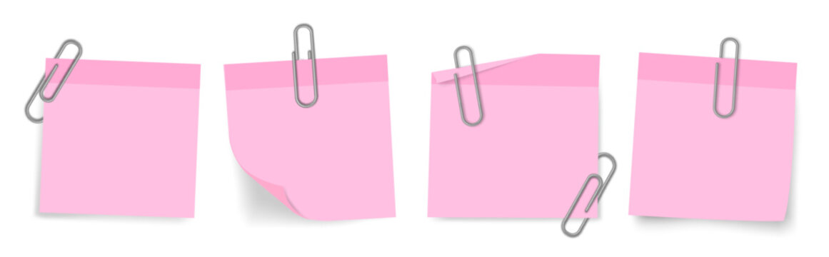 pink rectangular display post its clips