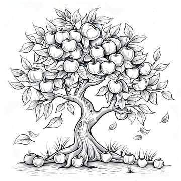 Apple tree coloring book 