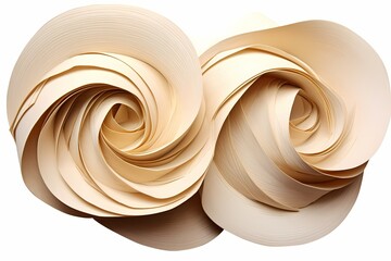 Scrolls in a spiral formation, evoking a sense of depth and continuity, isolated on white solid background