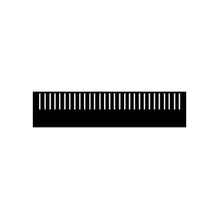 Ruler Fill Icon Symbol Vector. Black Glyph Ruler Icon