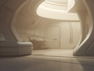 Captivating Futuristic Architectural Masterpiece with Curved Geometric Design and Minimalist Elegance