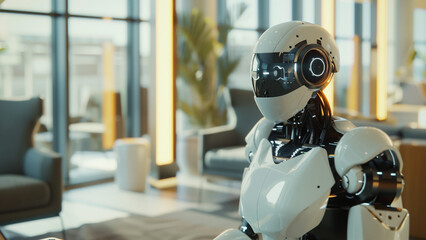 Ai robot work in smart office.