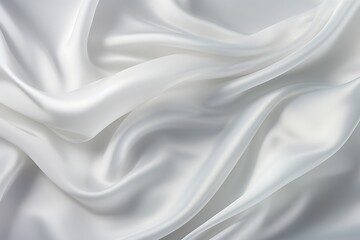 Fototapeta premium Rippled White Silk Satin Fabric Texture Background