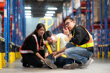 A warehouse employee suffered a leg accident at work